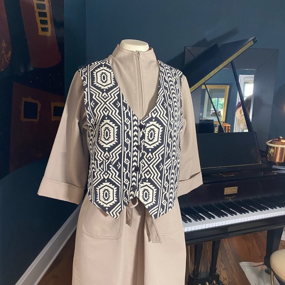 Vintage Sophisticates by Jonathan Martin 90s geometric pattern knit button vest - Picture 3 of 6